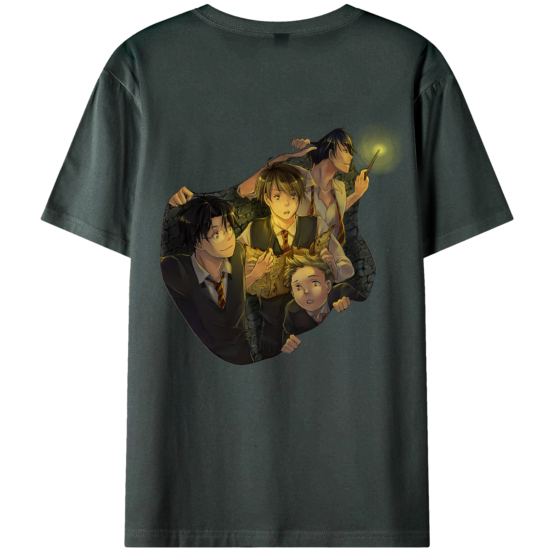 （画像用） Harry Potter ハリー・ポッターシリーズ 綿100％ メンズ半袖Tシャツ（バックプリント） 通気性